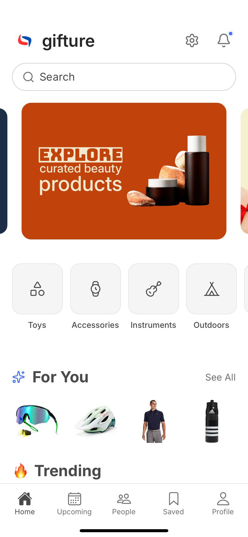 Gifture Home Screen